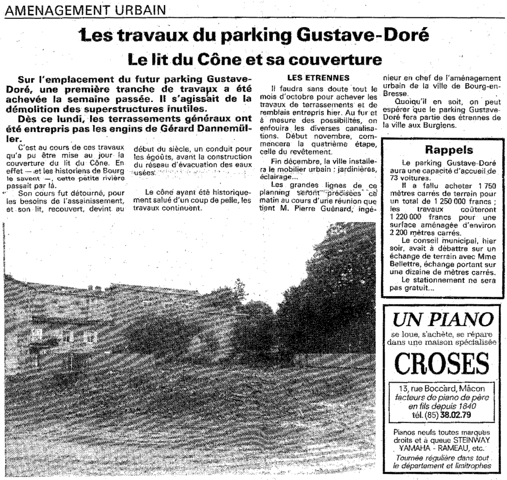 Article Le Progrès en 1981 sur les travaux du Cône (Archives R&A)